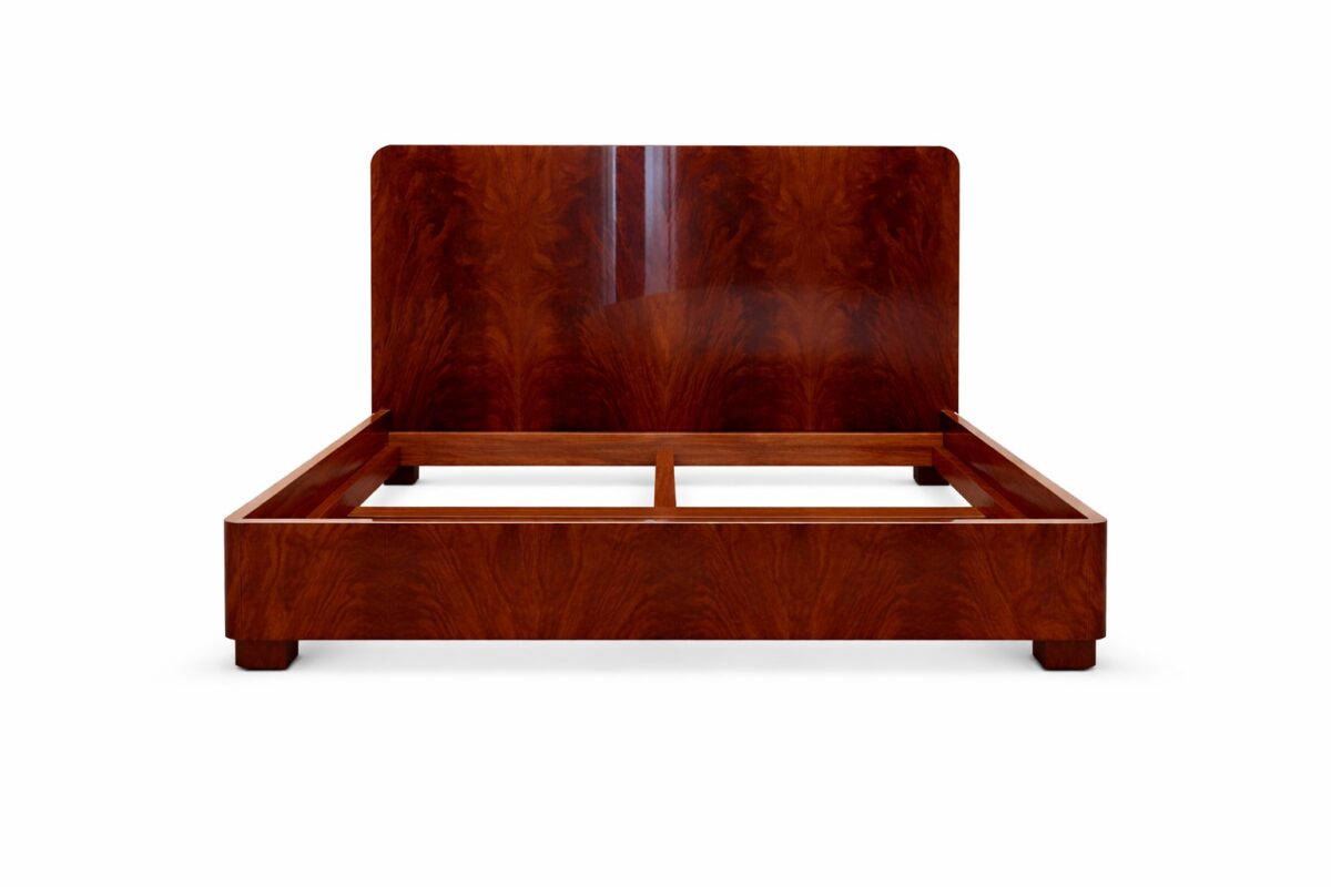 Art deco bed in Mahogany crotch